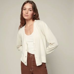 Italic - Airy Puff Sleeve Cashmere Cardigan